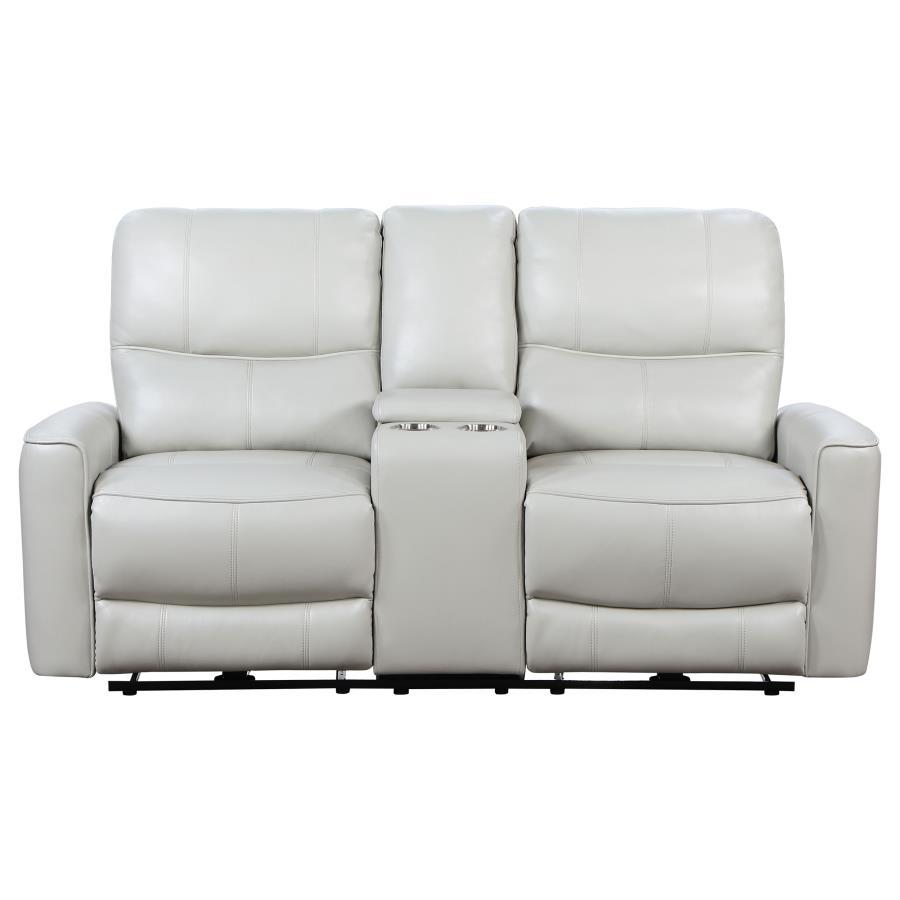 Greenfield Dove Gray Upholstered Power Reclining Loveseat