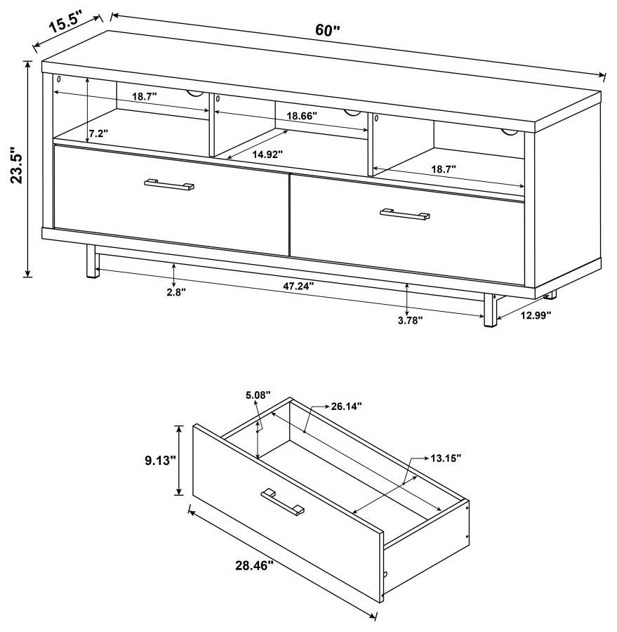 Casey 2-Drawer Engineered Wood 60" TV Stand