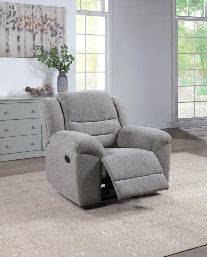 Gilson - Chenille Upholstered Reclining Glider Recliner