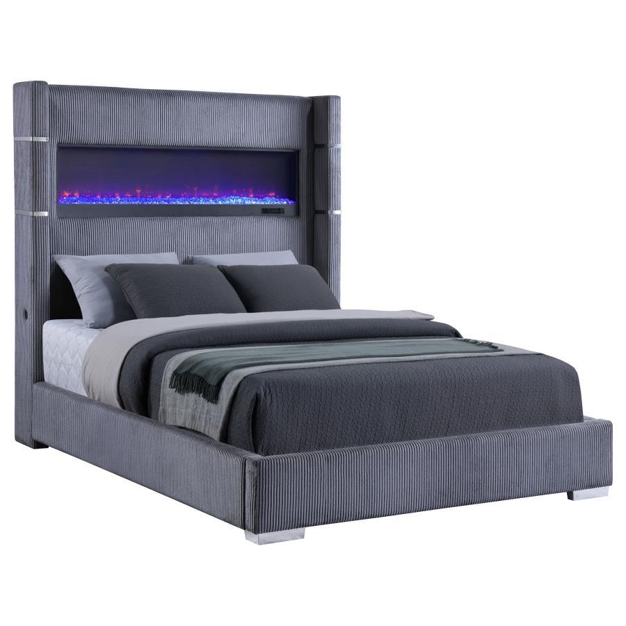 Tisdall Queen Upholstered Fireplace Bed