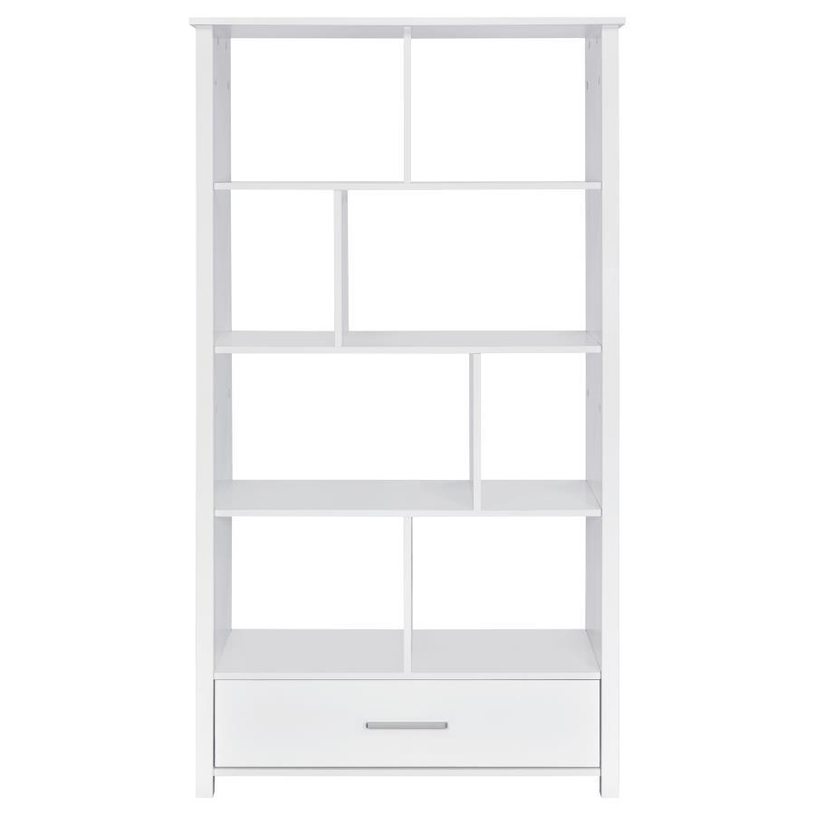 Dylan - 4-Shelf Storage Bookshelf in White High Gloss