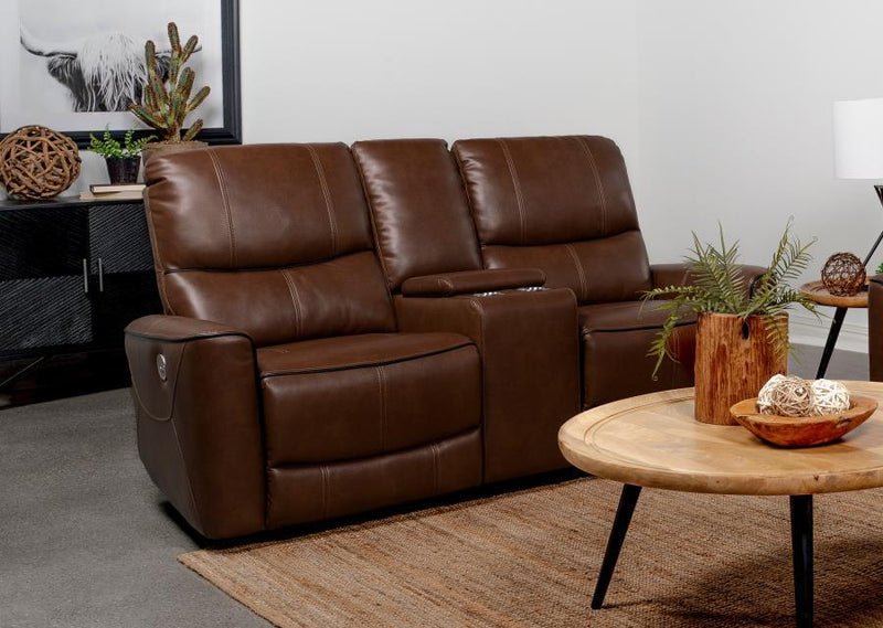 Greenfield Dove Gray Upholstered Power Reclining Loveseat