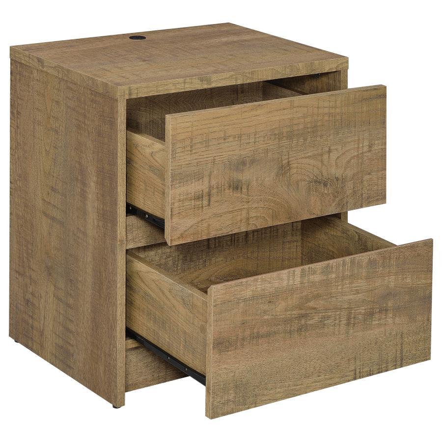 2-Drawer Nightstand with LED Motion Light & Dual USB Ports