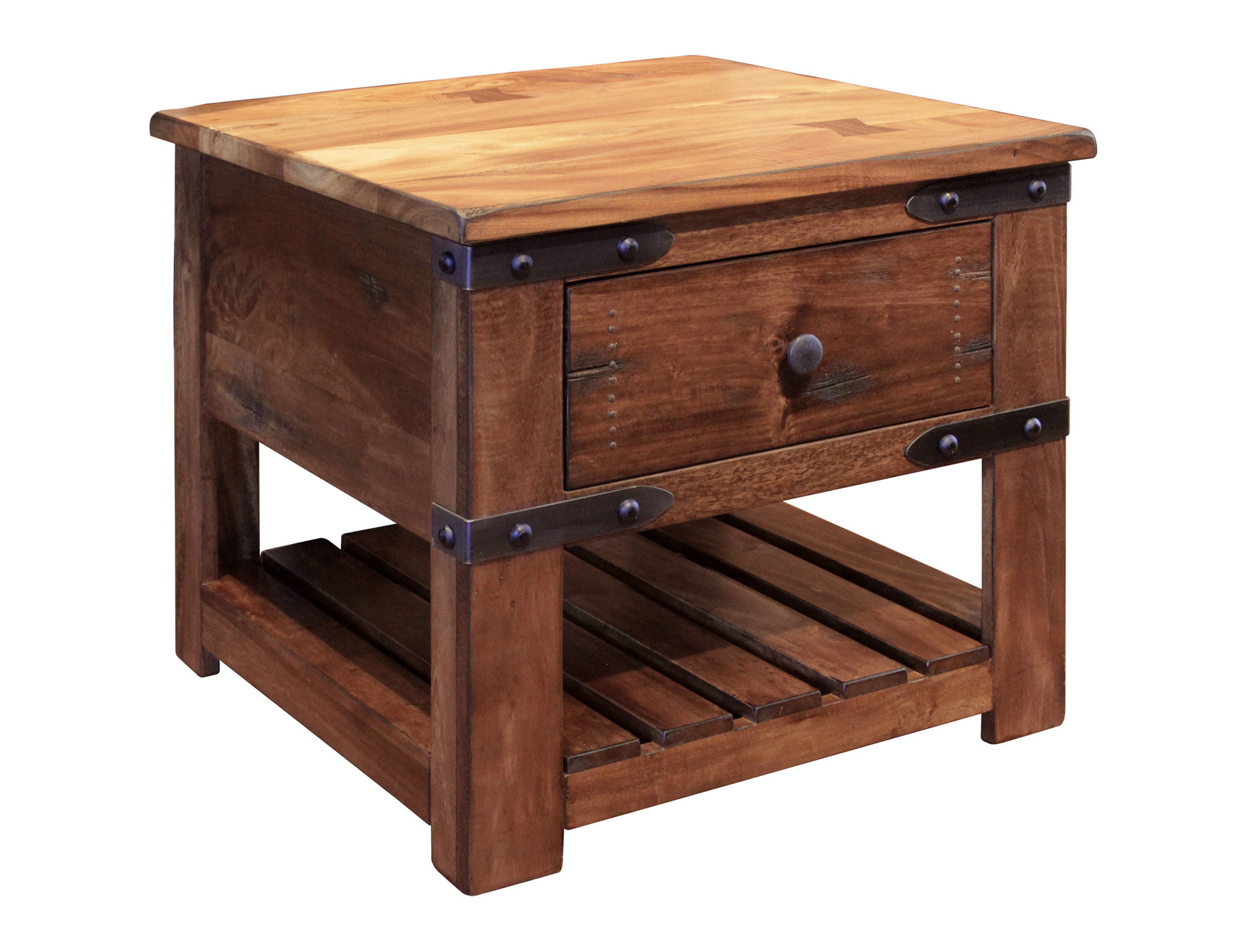 1-Drawer Parota End Table – Cinnamon Brown