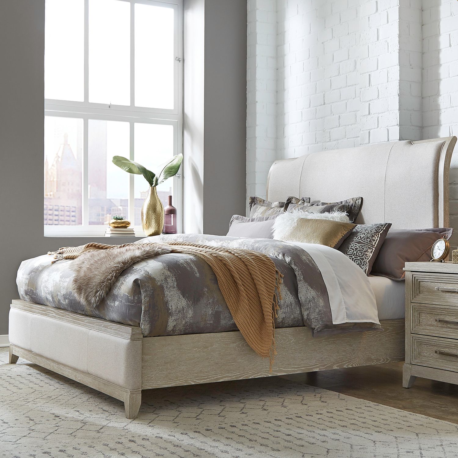 Belmar Upholstered Bed – Washed Taupe