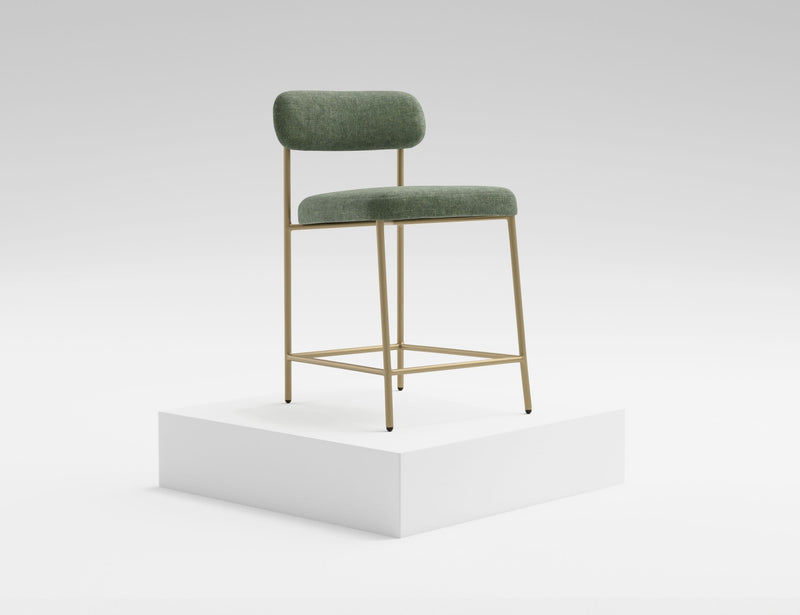 Upholstered Barstools with Wooden Frame & Metal Base - Seating - Bar Stool