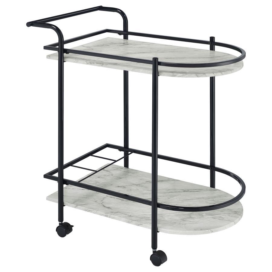 2-Tier Bar Cart with Faux Marble Shelves