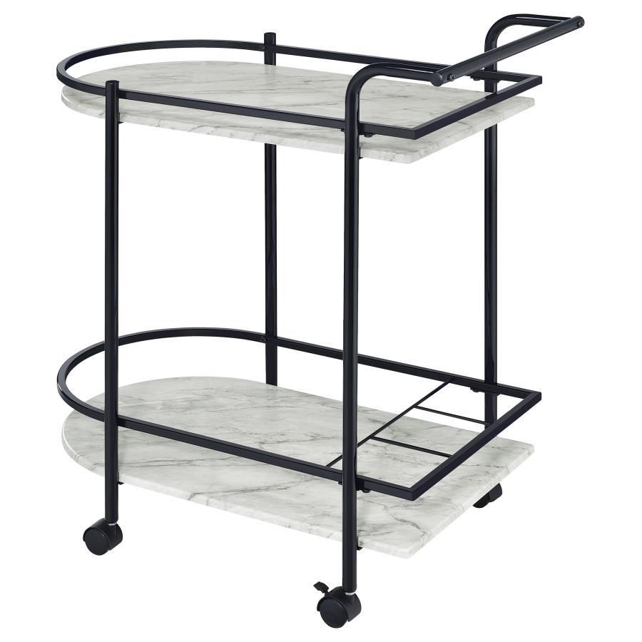 2-Tier Bar Cart with Faux Marble Shelves