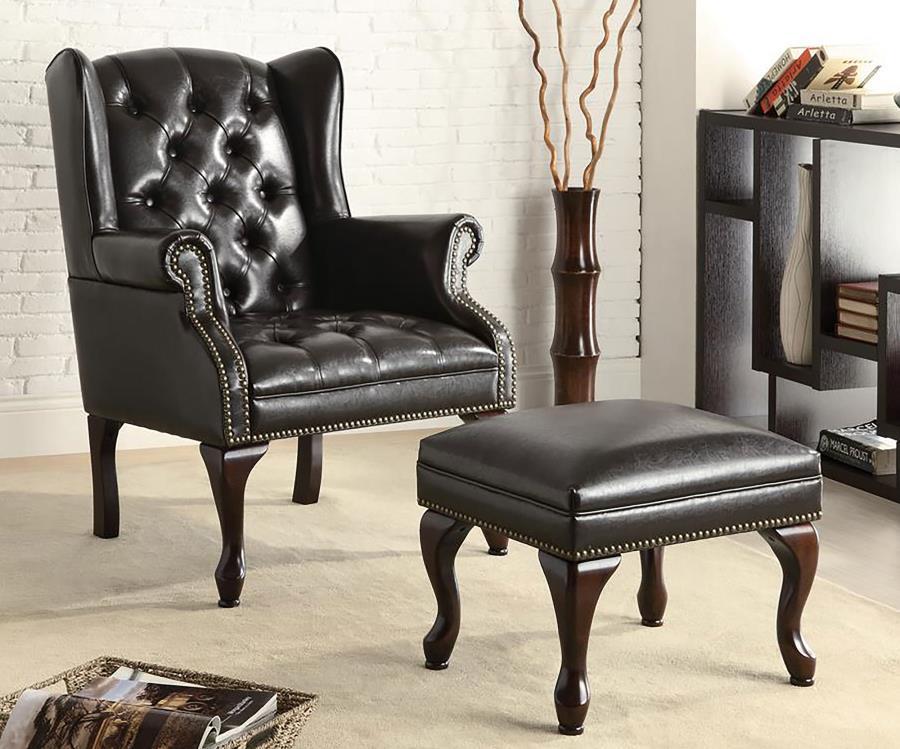 Roberts - Upholstered Wingback Chair And Ottoman Set