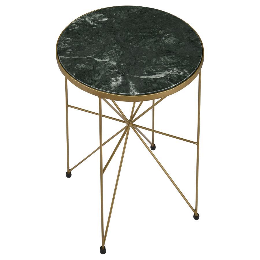 Eliska - Round Green Marble Top Accent Side Table