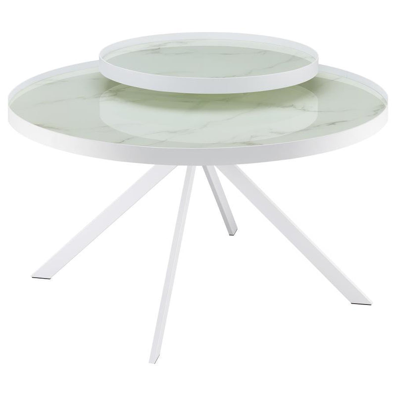 Briggs Round Marble Printed Glass Top Coffee Table