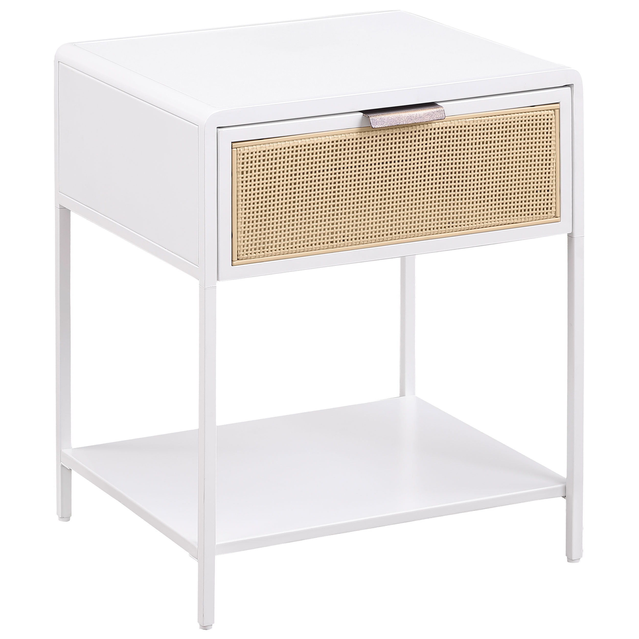 Amherst 1-Drawer Radio Weave Rattan Metal Side Table