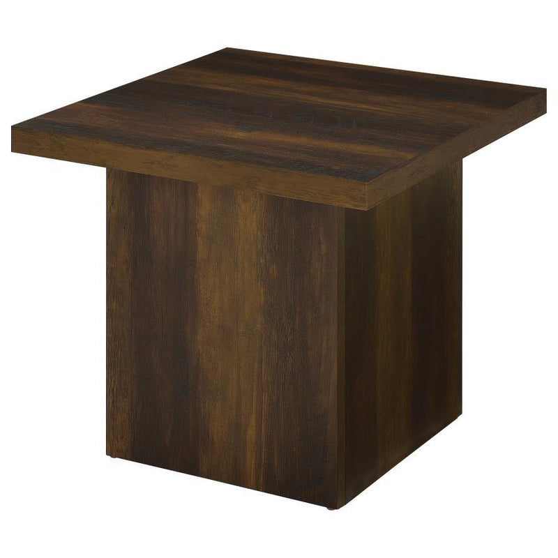 Rustic Mango Wood Square Table with Sturdy Block Base