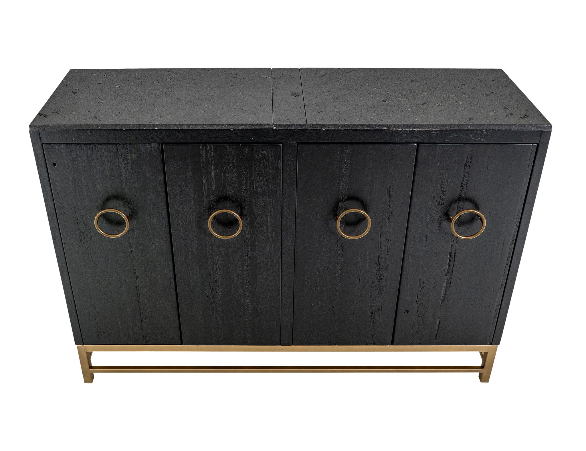 Ebano Console Charcoal Black, 4-Door Wood & Stone