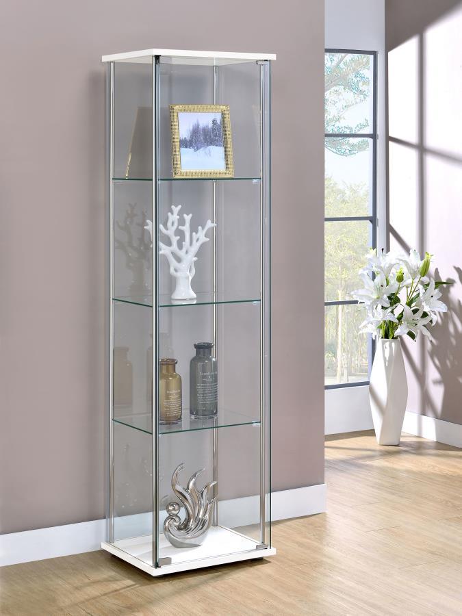 4-Shelf Glass Curio Cabinet with Cappuccino