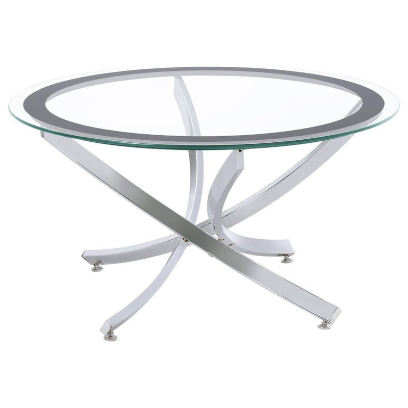 Brooke 2-Piece Round Glass Top Coffee Table Set