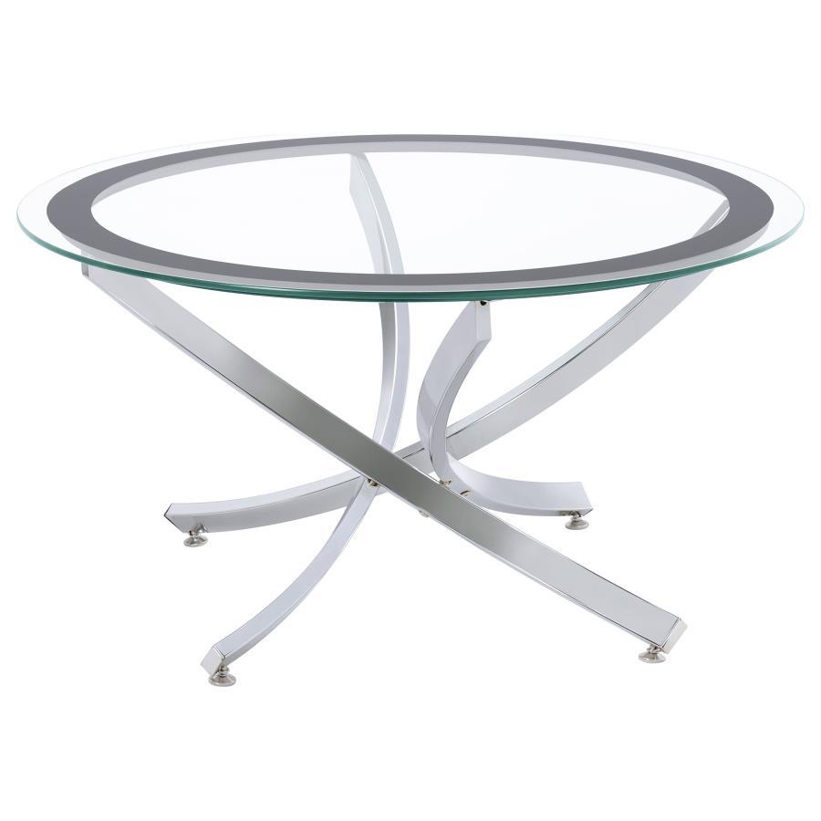 Brooke 2-Piece Round Glass Top Coffee Table Set