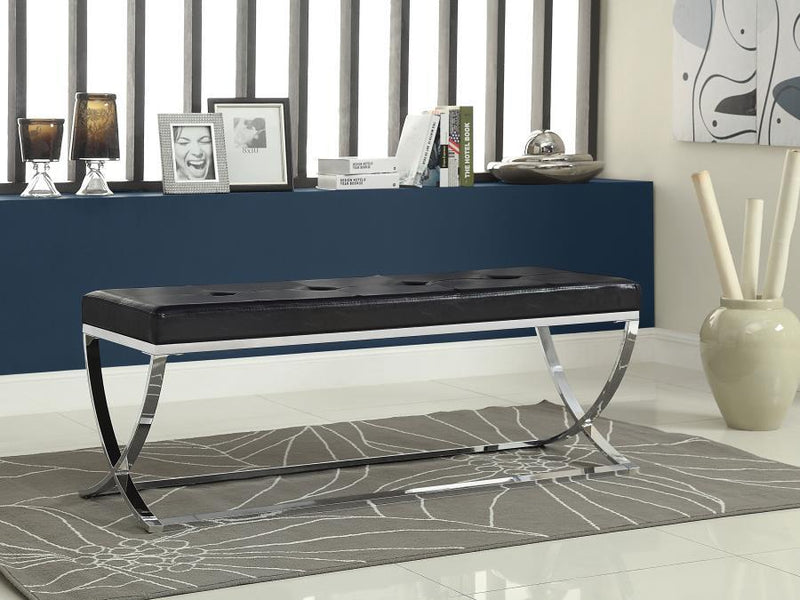 Walton Leatherette Tufted Accent Bench