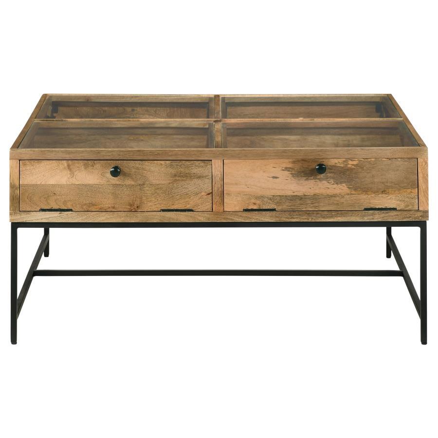 Stephie 4-Drawer Square Glass Top Coffee Table