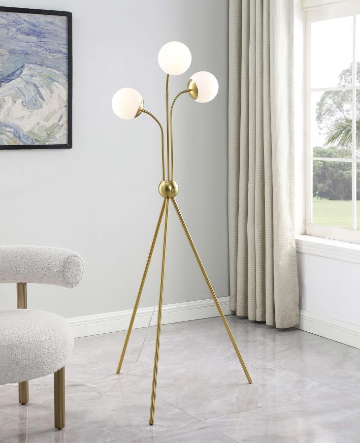 Miley - Mid-Century Modern Gold Tripod Floor Lamp