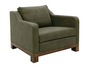 Natural Teca - Armchair in Olive Green