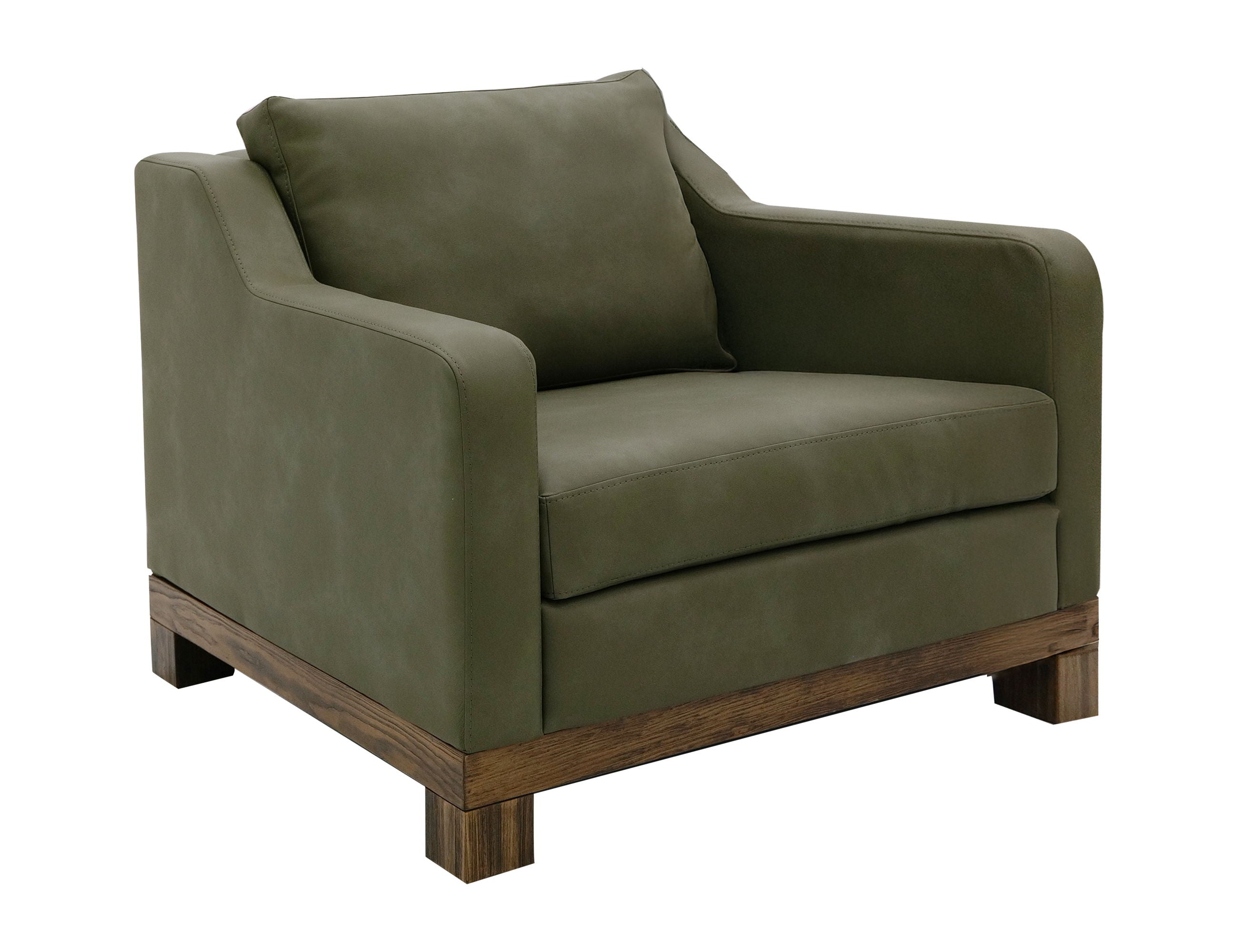 Natural Teca - Armchair in Olive Green