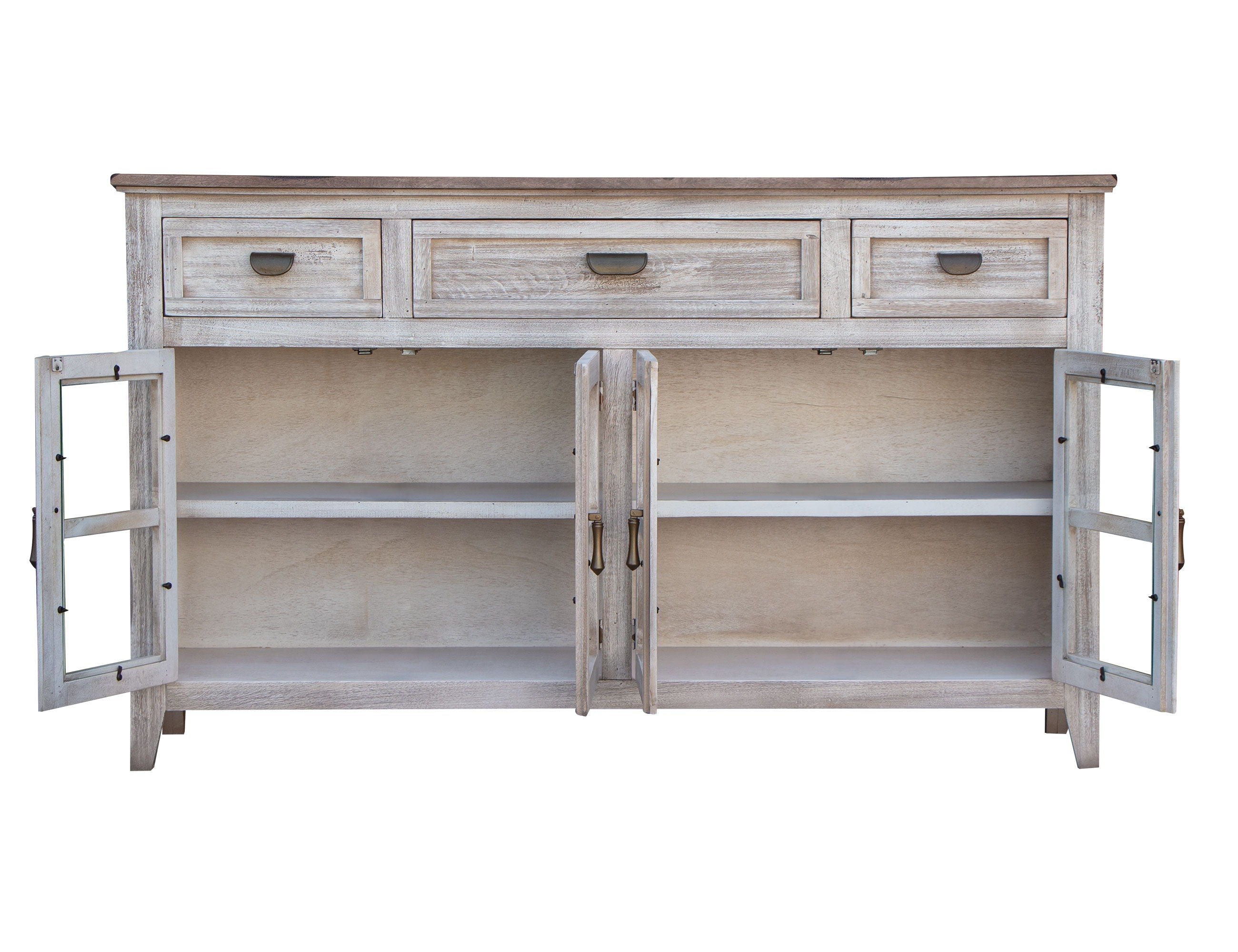 Sahara 3 Drawer 4 Glass Door Console