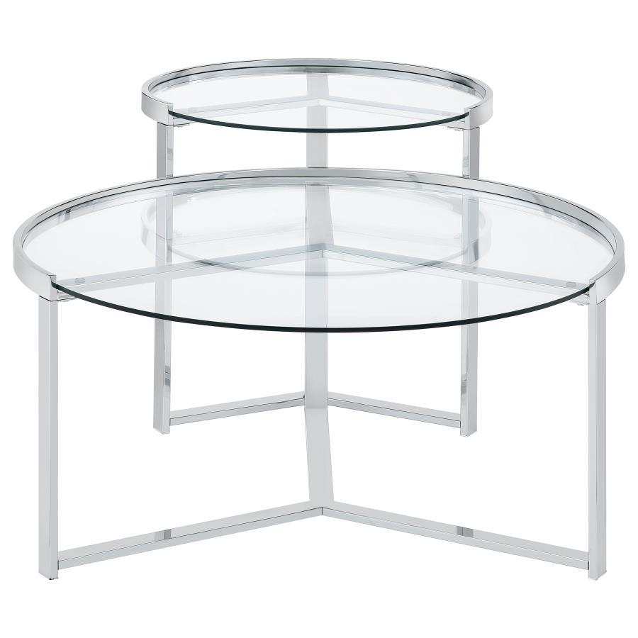 Delia 2-Piece Round Glass Top Nesting Coffee Table