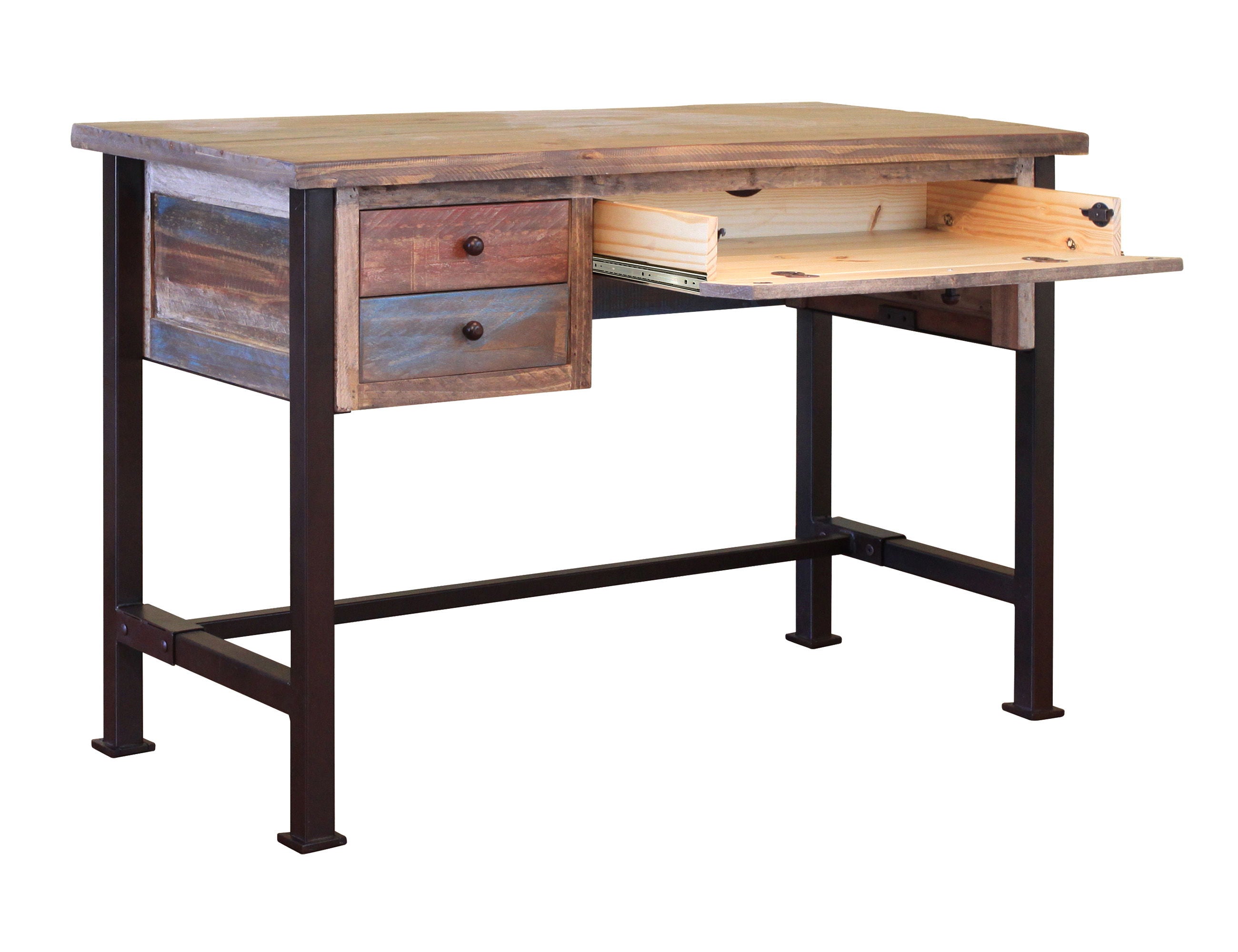 Antique Desk with Drawers in Multicolor