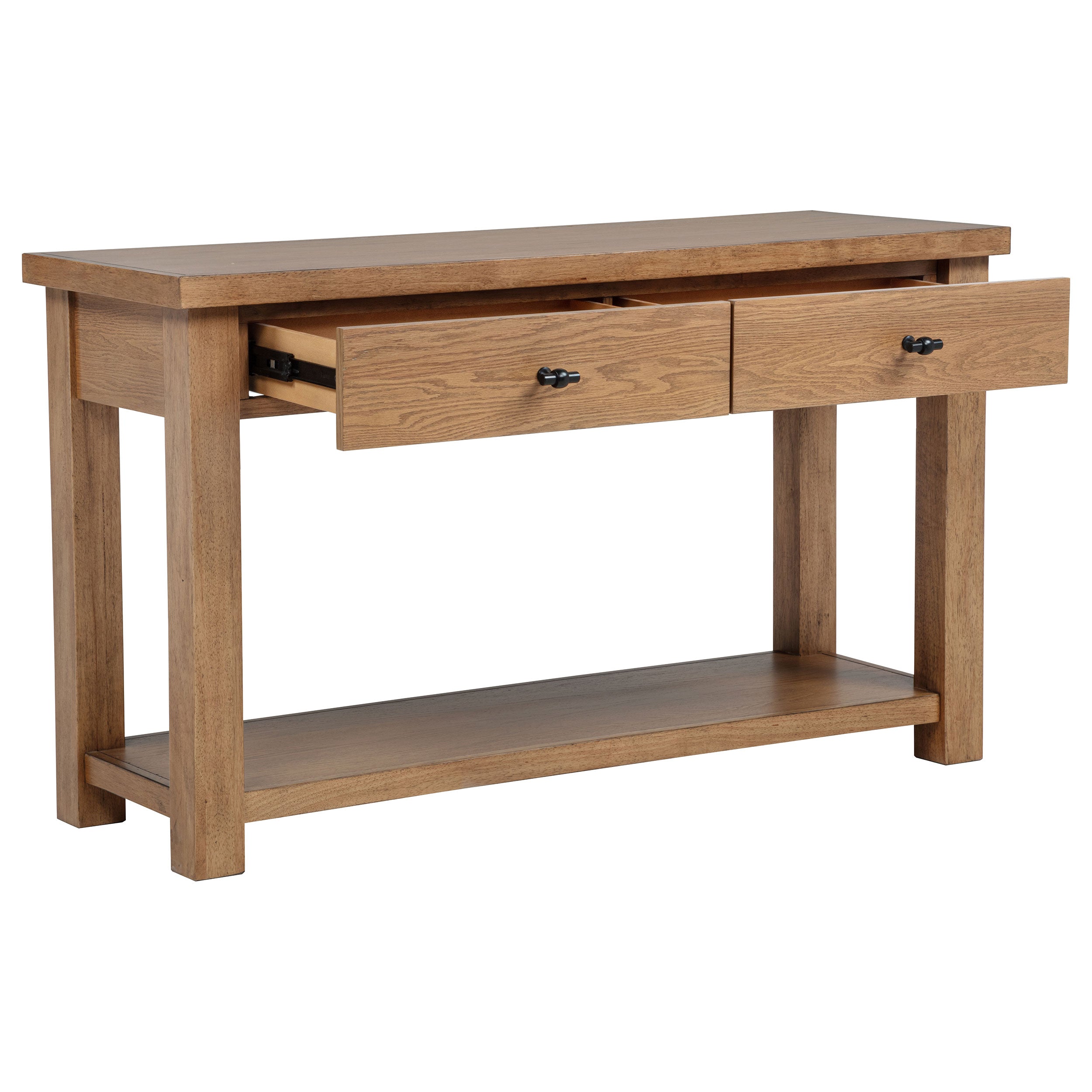 Beasley Contemporary Two-Drawer Beige Oak Sofa Console Table