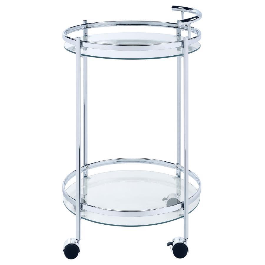 Chrissy Round Glass Shelf Metal Bar Cart