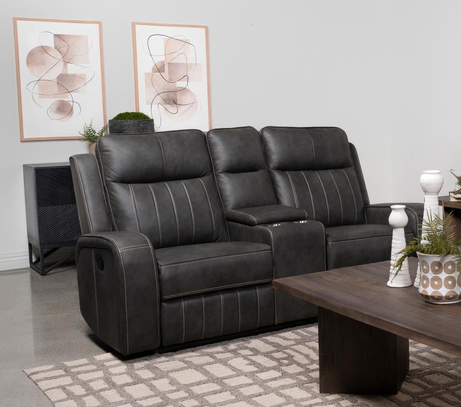 Raelynn - Upholstered Track Arm Motion Loveseat