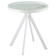 Briggs Round Marble Printed Glass Top End Side Table