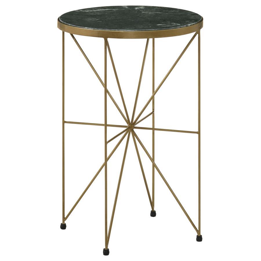 Eliska - Round Green Marble Top Accent Side Table
