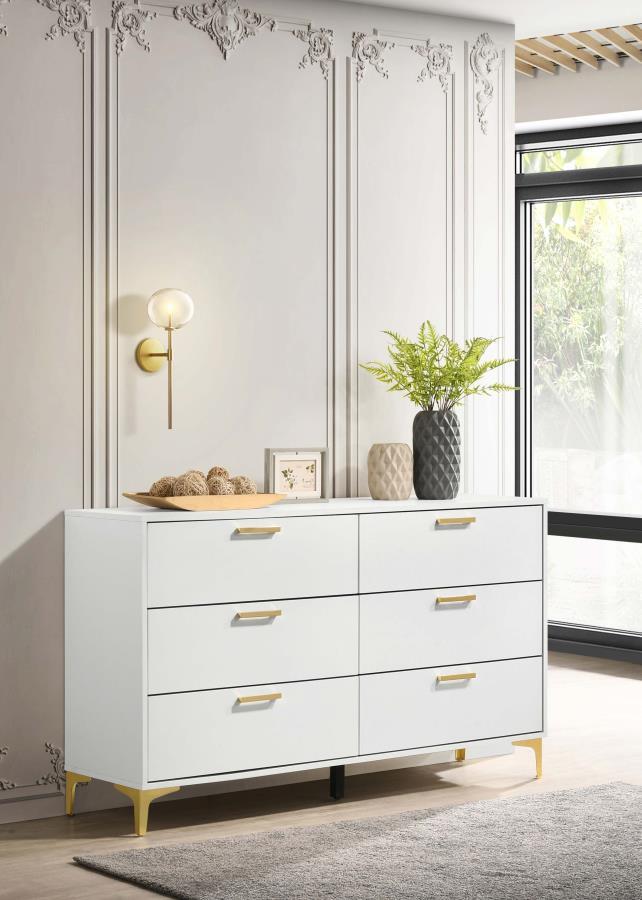 Kendall 6-Drawer White Dresser