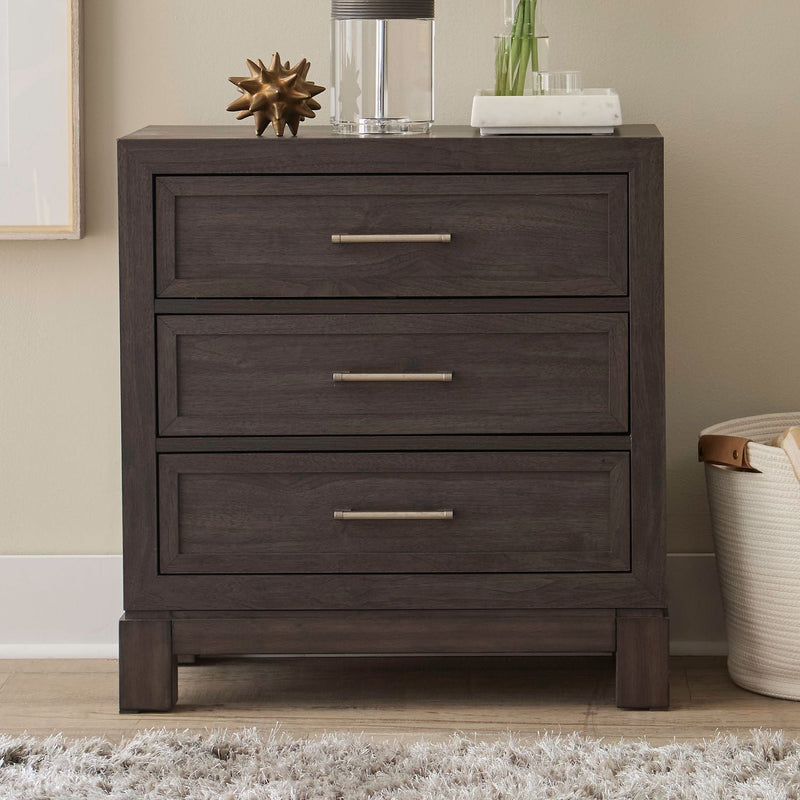 Modern Edge - 3Draw Nightstand With Charging Station - Brown