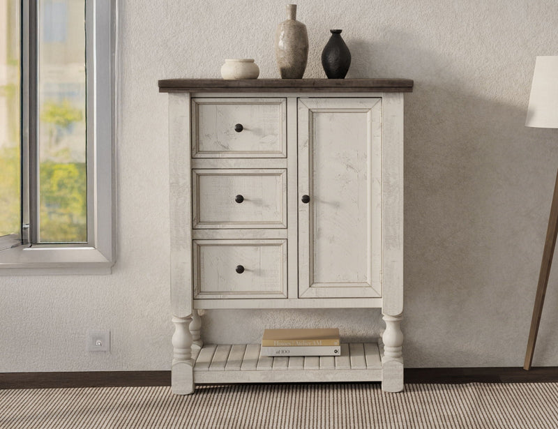 Stone - Chest with 3 Drawers / 1 Door – Antiqued Ivory