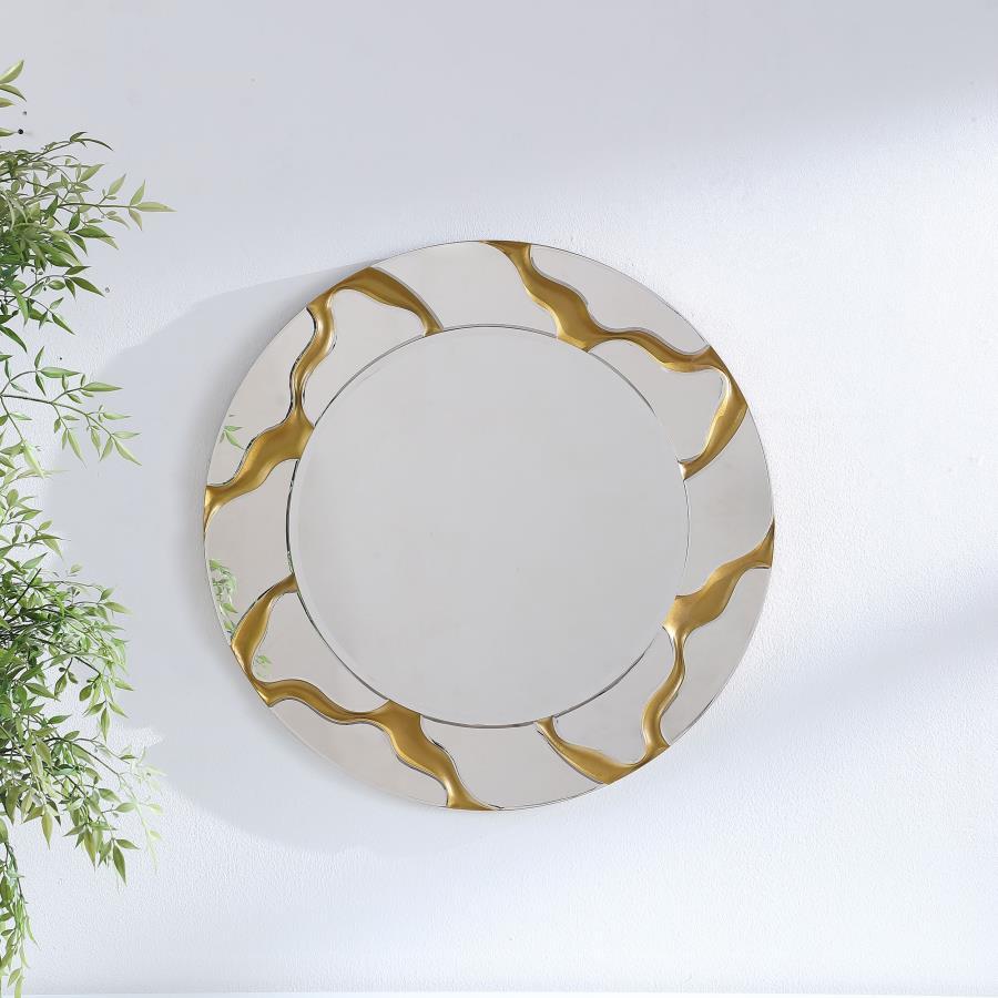 Dorinda - Round Kintsugi Style Wall Mirror