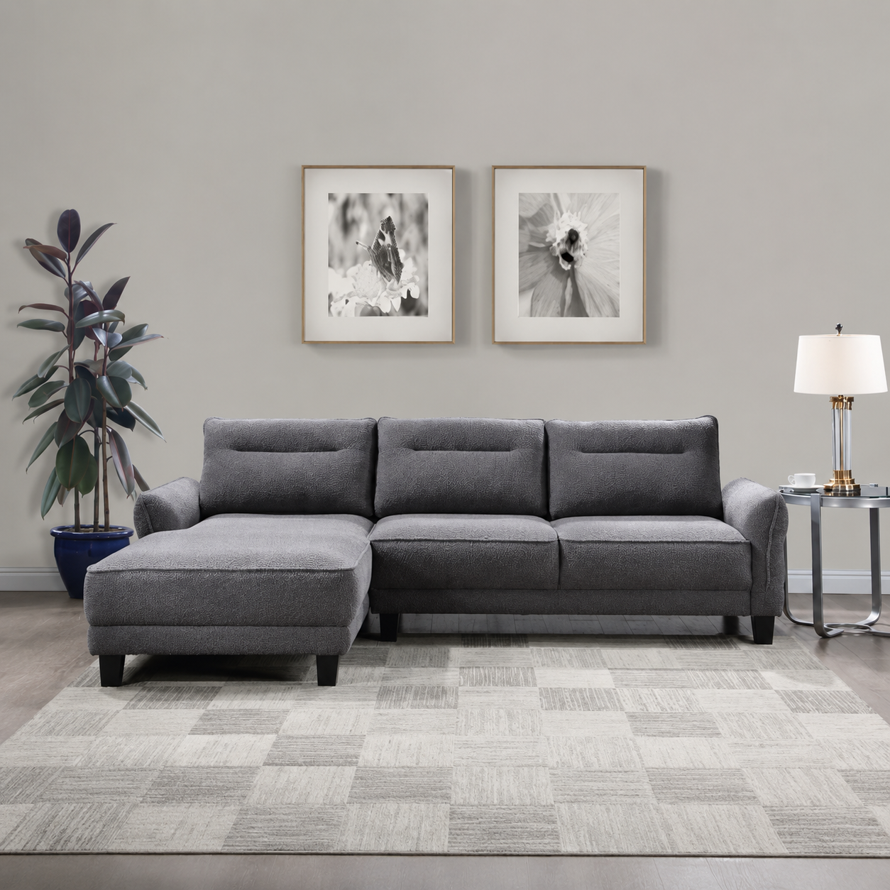 Caspian Upholstered Chaise Sectional Sofa