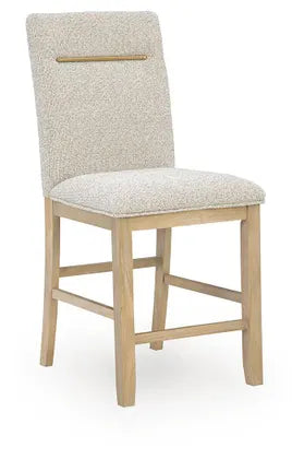 Ashley Lasinger Light Brown Upholstered Counter Height Barstools, Set of 2
