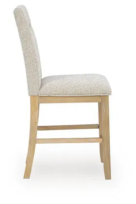 Ashley Lasinger Light Brown Upholstered Counter Height Barstools, Set of 2