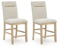 Ashley Lasinger Light Brown Upholstered Counter Height Barstools, Set of 2