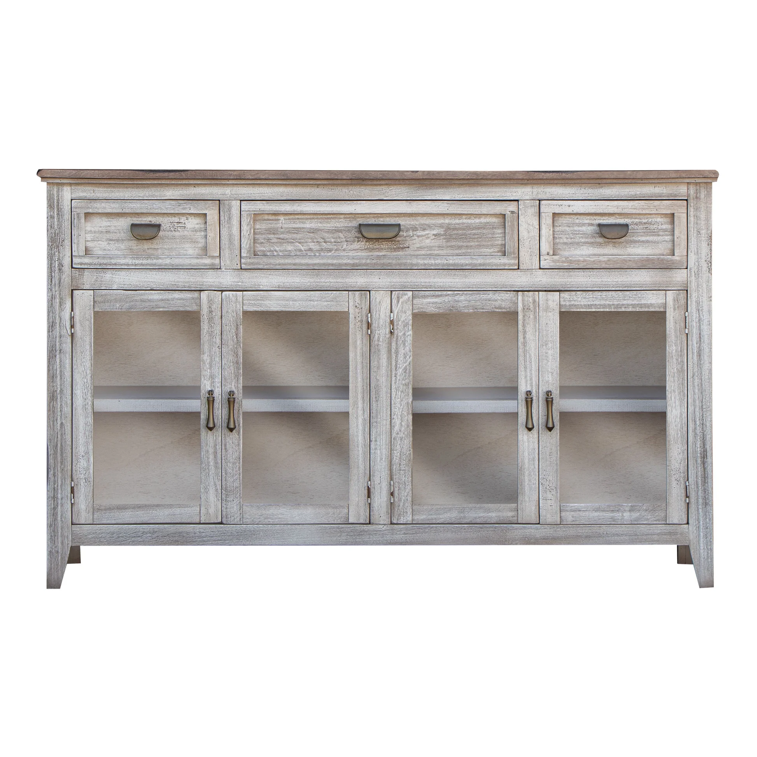 Sahara 3 Drawer 4 Glass Door Console