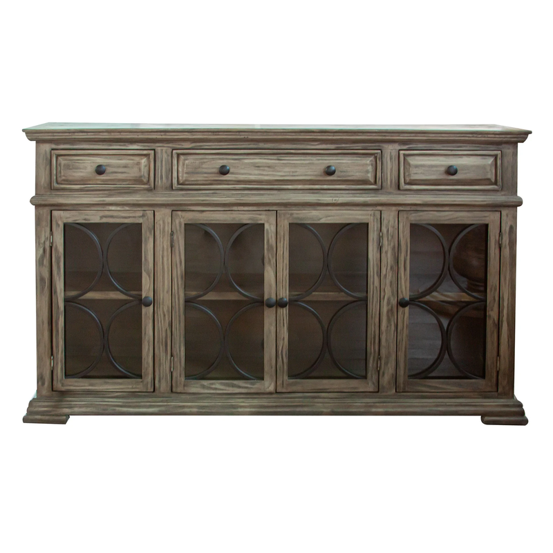 Bonanza - 4 Glass Doors & 3 Drawers Console