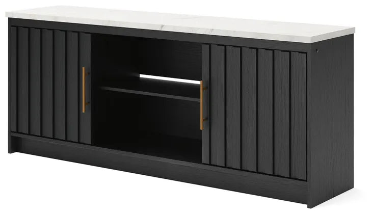Cadmori Black & White 63" TV Stand with Fireplace Option