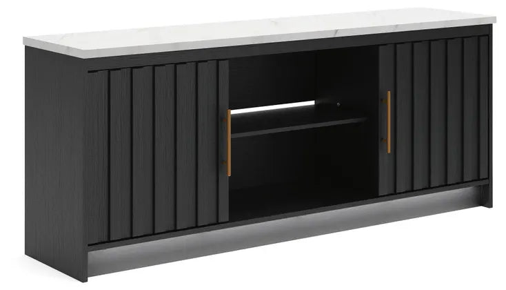 Cadmori Black & White 63" TV Stand with Fireplace Option