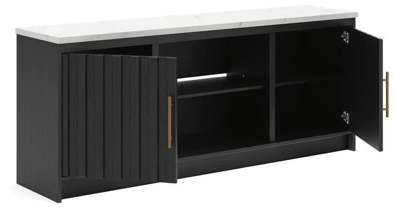 Cadmori Black & White 63" TV Stand with Fireplace Option