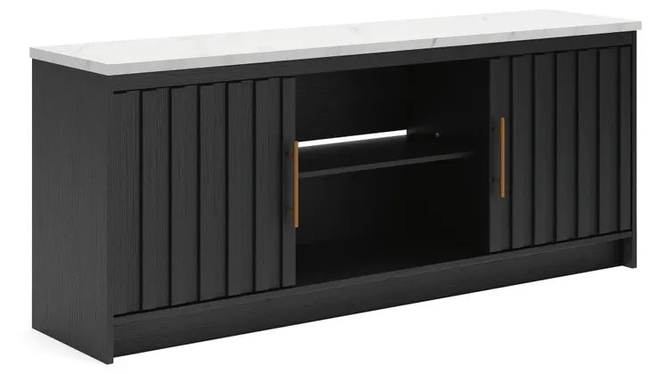 Cadmori Black & White 63" TV Stand with Fireplace Option