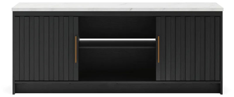 Cadmori Black & White 63" TV Stand with Fireplace Option