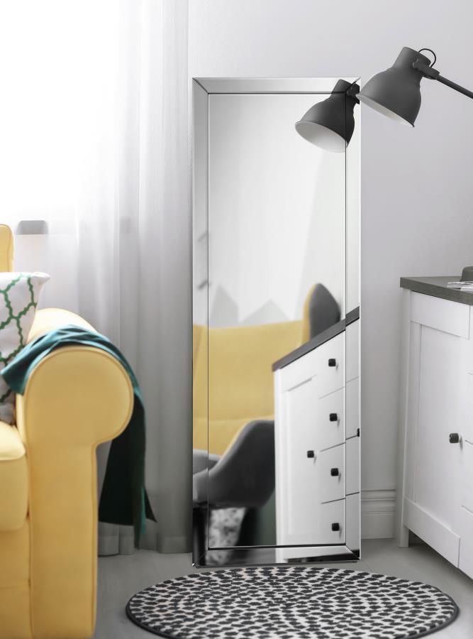 Soline - Framed Standing Floor Mirror in Silver